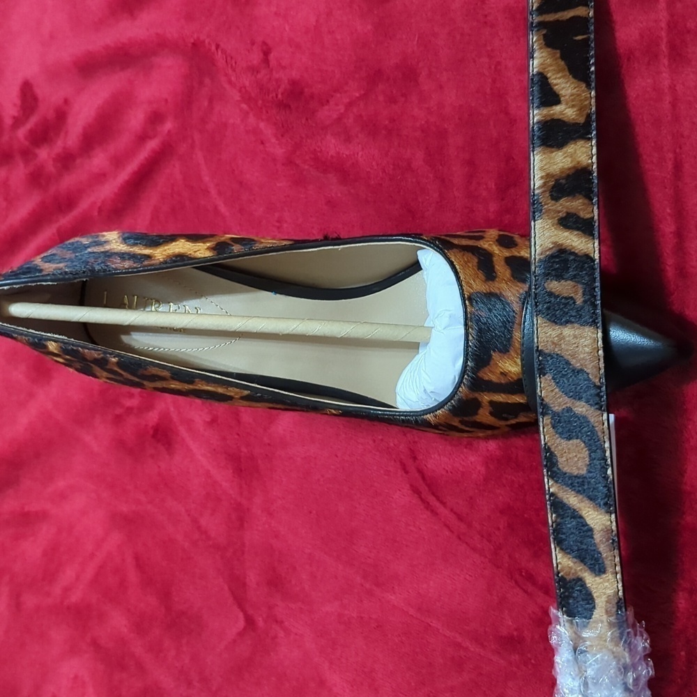 Lauren Ralph Lauren Lindella Brown Mu Leather Pump 9.5B Leopard Hair calf. - Picture 16 of 16